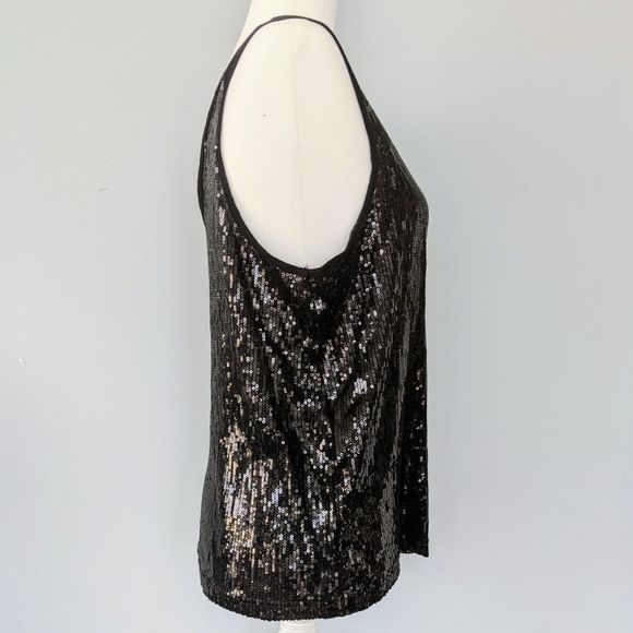 $5 in bundle 🍏 urban outfitters Black sequin tank with pocket M - Picture 5 of 8